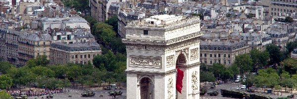 Francja, Łuk Triumfalny, Paryż, Domy, Panorama