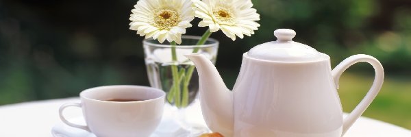 Herbaty, Kwiatki, Dzbanek, Filiżanka