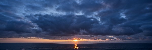 Słońca, Plaża, Ocean, Zachód