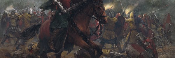 Koń, Digital art, Bitwa, Rycerz