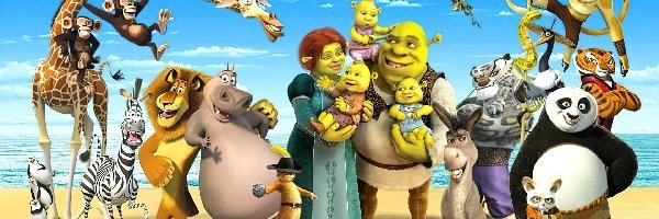 Bajkowe, Shrek, Postacie, Magadaskar, Kung Fu-Panda