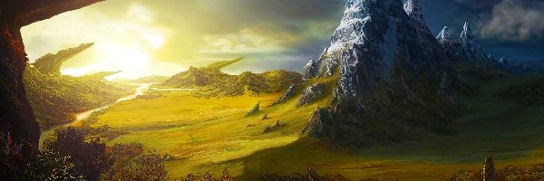 Góry, Słońca, Wschód, Fantasy