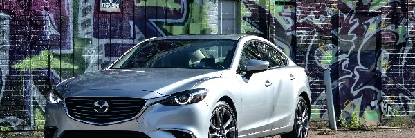 2016, Graffiti, Ściana, Mazda 6 Grand Touring