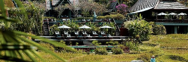 Chaing Mai, Taras, Parasole, Tajlandia, Domki, Hotelowe