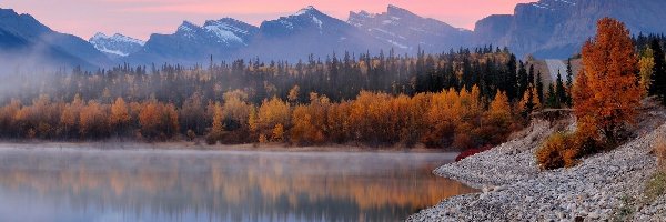 Góry, Jesień, Lasy, Jezioro