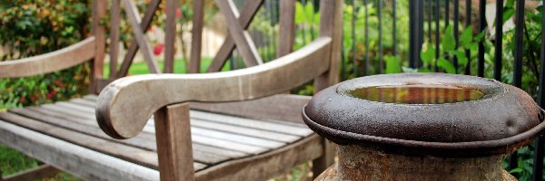 Ławka, Rozmycie, Poidełko, Ogród