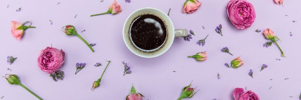 Kwiatki, Filiżanka, Kawa