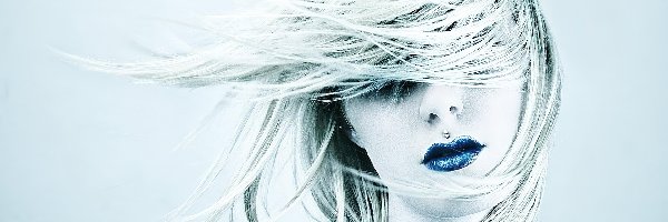 Włosy, Usta, Niebieskie, Kobieta
