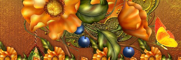 Art, Kwiaty, Pomarańczowe