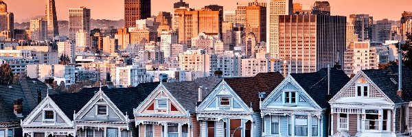Miasta, Wieżowce, Domy, Panorama, Kalifornia, San Francisco