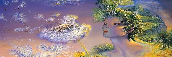 Dmuchawiec, Josephine Wall, Kwiaty, Kobieta