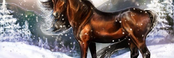 Zima, Koń, Obraz