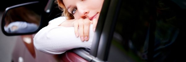 Bordowe, Rodo-Włosa, Auto, Twarz, Kobieta