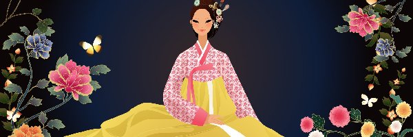 Strój, Kwiaty, Ludowy, Japonka