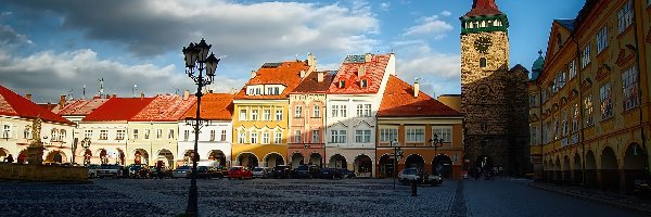 Cień, Kamienice, Niebo, Wieża, Plac, Rynek