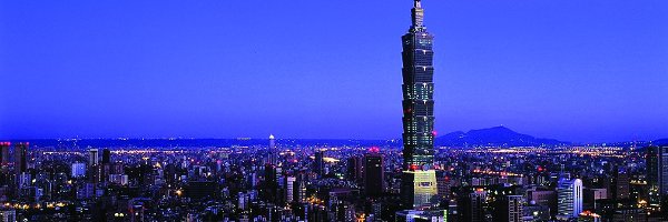 Tajpej, Wieczór, Wieżowiec Taipei 101, Tajwan