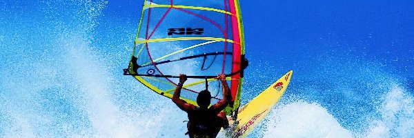 Windsurfing, żagiel , deska, fala, morze