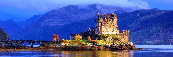 Woda, Most, Góry, Szkocja, Eilean Donan, Zamek