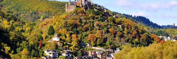 Miasto Cochem, Rzeka Mozela, Niemcy, Zamek Reichsburg