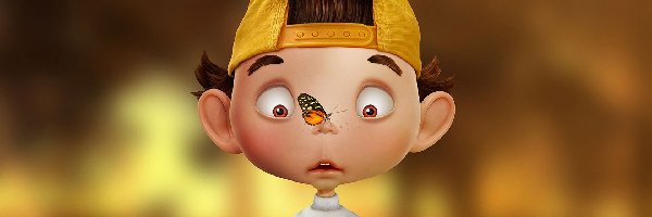 Żółta, Motyl, Czapka, Chłopiec