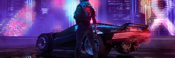 Gra, Kobieta, Cyberpunk 2077, Broń, Samochód