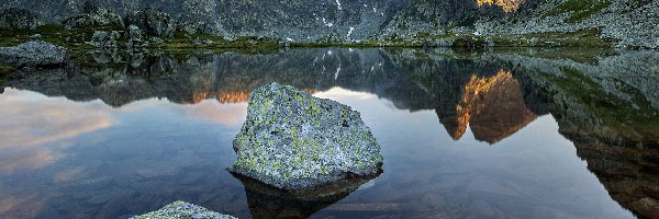 Rumunia, Jezioro Taul Portii, Kamienie, Karpaty, Góry, Park Narodowy Retezat, Odbicie