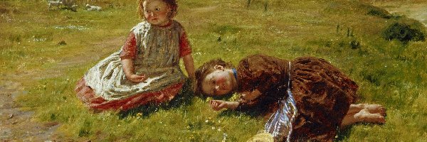 Malarstwo, William McTaggart, Obraz, Dziewczynki, Dzieci