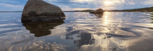 Kamienie, Wschód słońca, Głazy, Morze