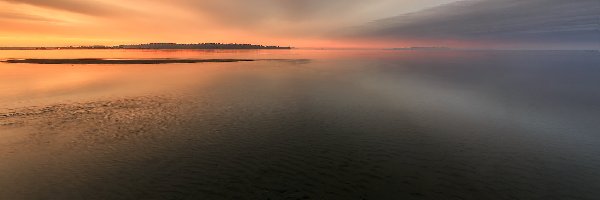 Kolumbia Brytyjska, Zatoka Semiahmoo, White Rock, Kanada, Morze, Wschód słońca