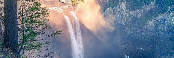Stan Waszyngton, Drzewa, Hrabstwo King, Stany Zjednoczone, Skały, Wodospad Snoqualmie Falls