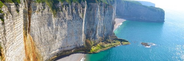 Normandia, Plaża, Etretat, Francja, Morze, Klif