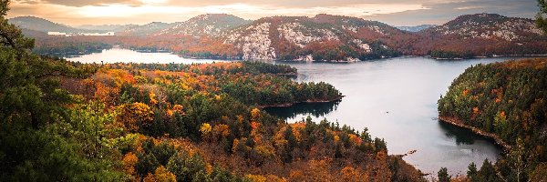Ontario, Jezioro Killarney, Drzewa, Kanada, Góry, Jesień