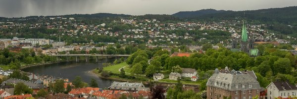 Katedra, Rzeka, Most, Norwegia, Kristiansand, Miasto