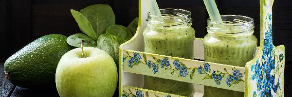 Smoothie, Bazylia, Napój, Słoiki, Awokado, Jabłko