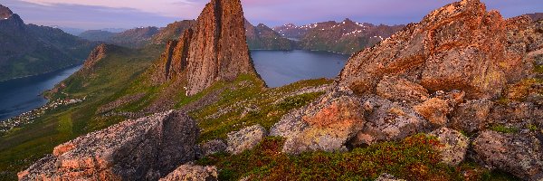 Norwegia, Skały, Szczyt, Góry, Morze, Wyspa Senja, Góra Segla