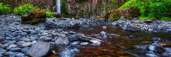 Stany Zjednoczone, Rzeka, Drzewa, Skały, Wodospad Abiqua Falls, Stan Oregon, Kamienie