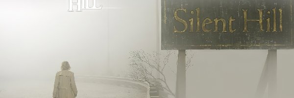 droga, Silent Hill, mgła, kobieta, szyld