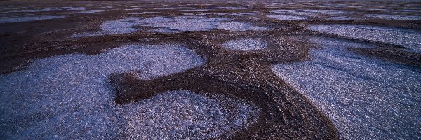 Badwater, Solnisko, Wyschnięte, Death Valley National Park, Park Narodowy Doliny Śmierci, Stany Zjednoczone, Kalifornia, Jezioro, Zachód słońca