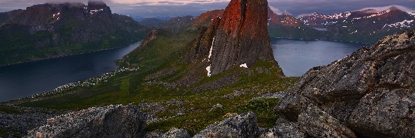 Skały, Senja, Segla, Szczyt, Norwegia, Morze, Góry, Wyspa