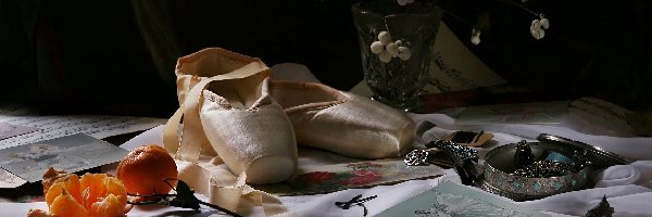 Roślina, Wazon, Pointy, Baletki, Kompozycja, Puzderko, Biżuteria, Mandarynka, Kartki