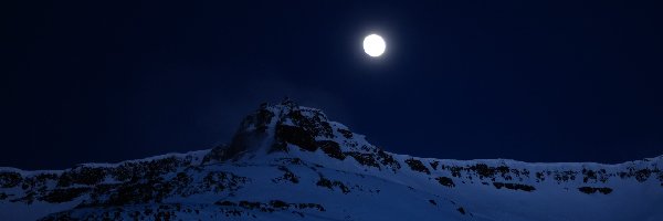 Księżyc, Góry, Śnieg, Pełnia, Zima, Noc
