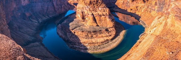 Horseshoe Bend, Meander, Rzeka Kolorado, Kanion, Park Narodowy Glen Canyon, Stany Zjednoczone, Arizona, Zakole, Skały