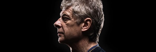 Czarne tło, Profil, Arsene Wenger, Portret, Mężczyzna, Piłkarz, Trener