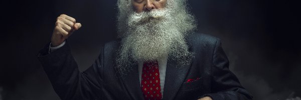 Broda, Siwe, Włosy, Garnitur, Mężczyzna, Starzec