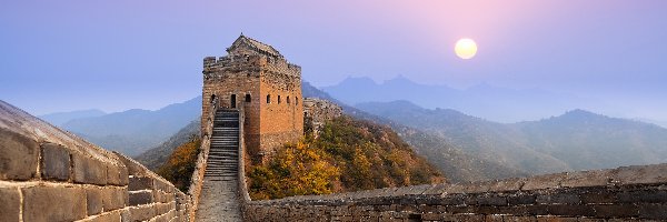 Wielki Mur Chiński, Góry, Słońce, Chiny