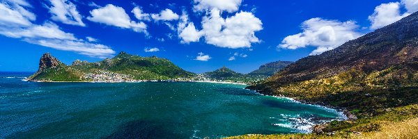 Góry, Wybrzeże, Miasteczko, Półwysep Przylądkowy, Republika Południowej Afryki, Morze, Ocean Atlantycki,
Hout Bay, Zatoka