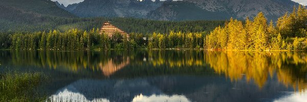 Chmury, Lasy, Szczyrbskie Jezioro, Słowacja, Tatry Wysokie, Góry