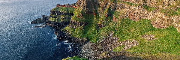 Irlandia Północna, Skały, Klif, Wybrzeże, Morze, Hrabstwo Antrim, The Giants Causeway Cliffs