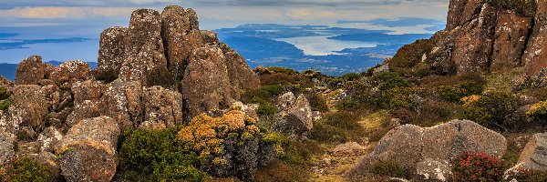 Tasmania, Skały, Jeziora, Australia, Mount Wellington, Góry