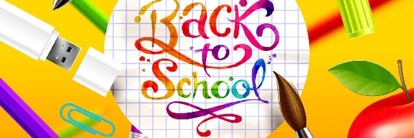 Back to School, Napis, Welcome, Grafika, Szkolne, Przybory